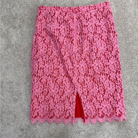 Diane Von Furstenberg - DVF - Pink/Red Lace Pencil Skirt - size 8 - EUC - Picture 9 of 10